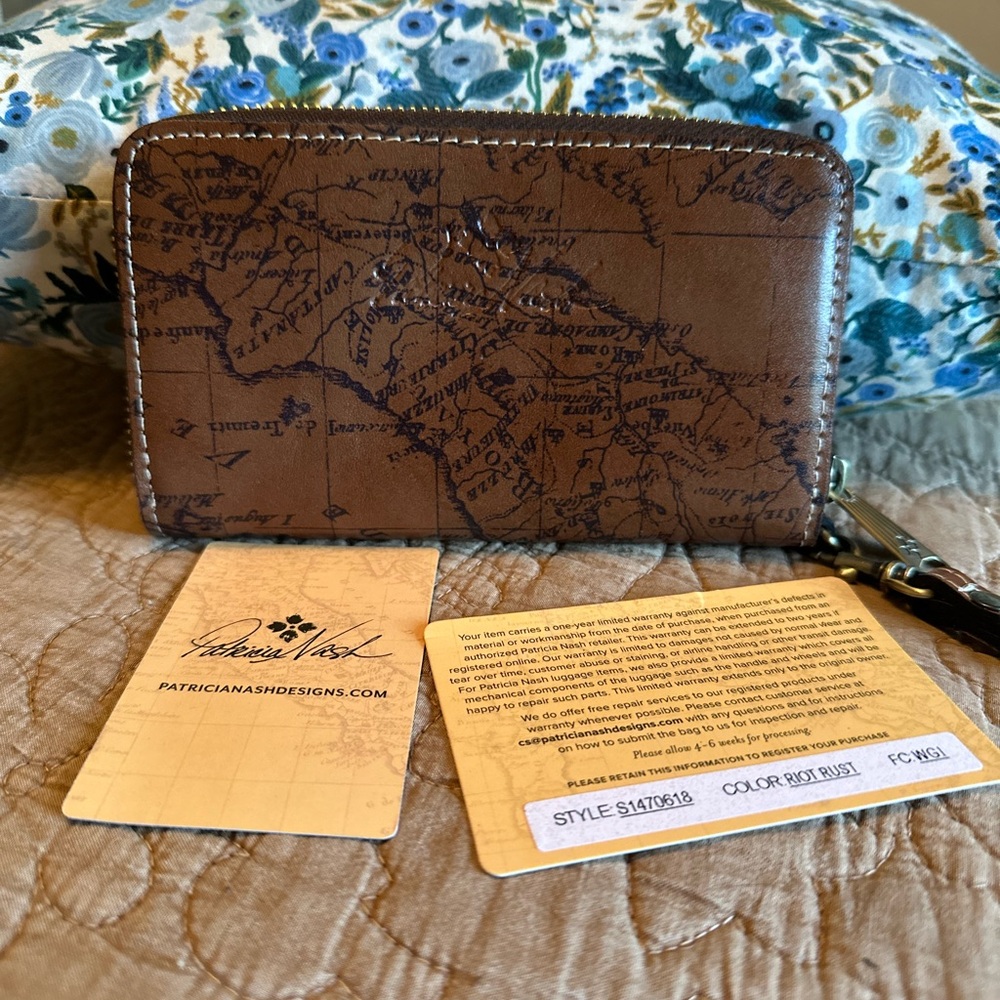 Patricia Nash RFID Brown Map Design Wallet